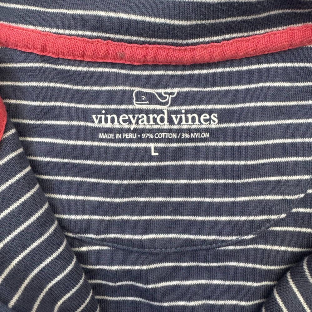 Vineyard Vines 1/4 Zip Pullover Sweater Men's XL Blue & White Stripe - Picture 3 of 3